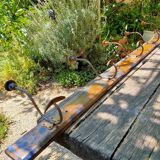 Wall coat rack in patinated wood