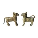 Book greenhouse, bronze leopards, 70s