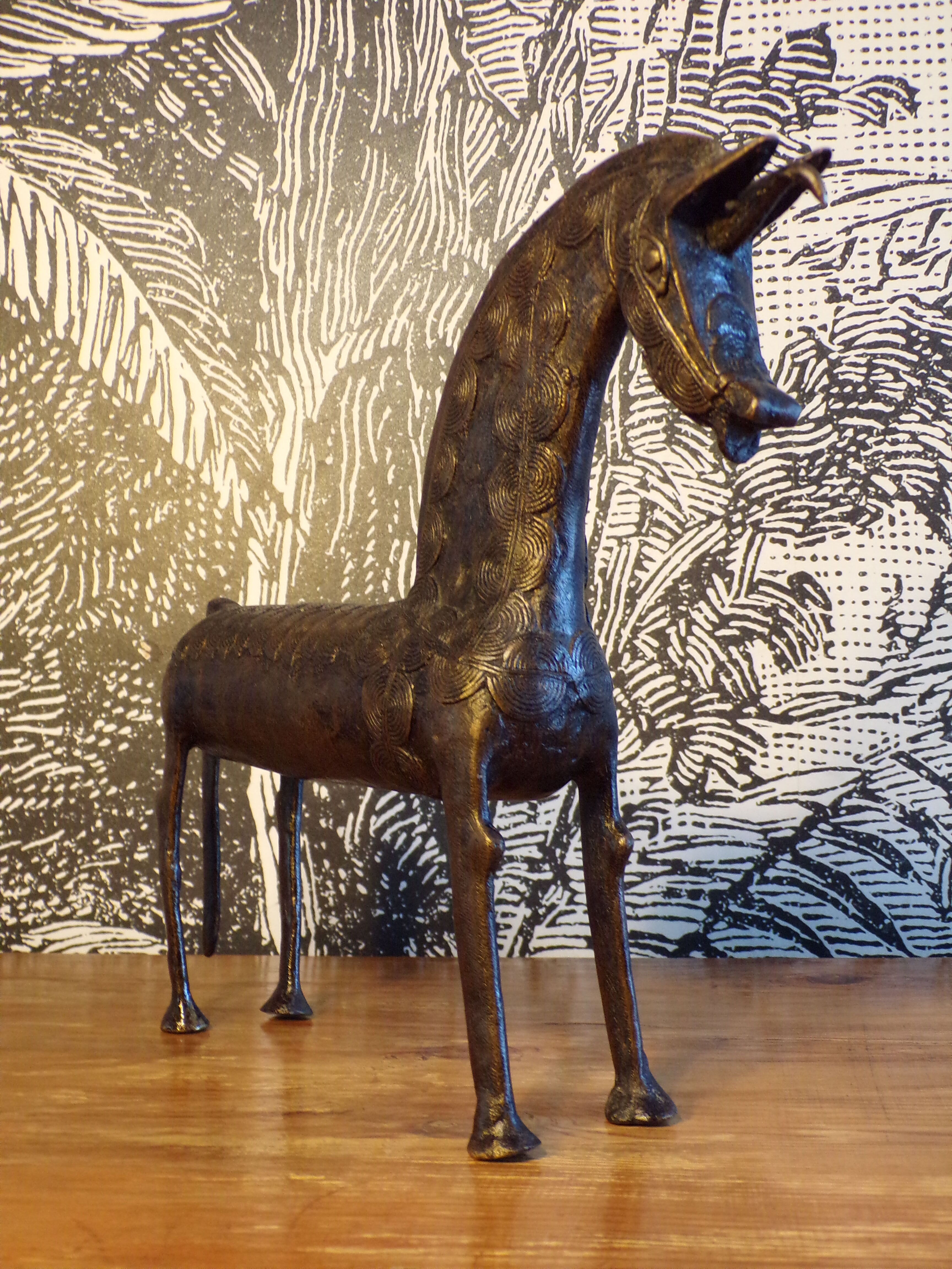 Cheval mythique en bronze art Burkinabé