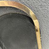1960s brass fireplace screen, vintage spark guard