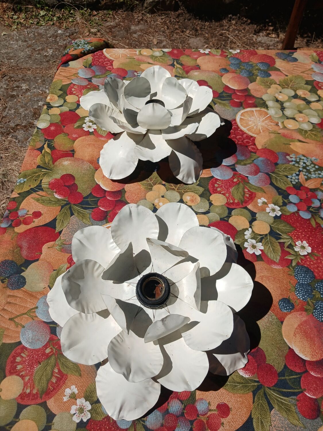 Vintage metal wall sconces for sale, the pair.