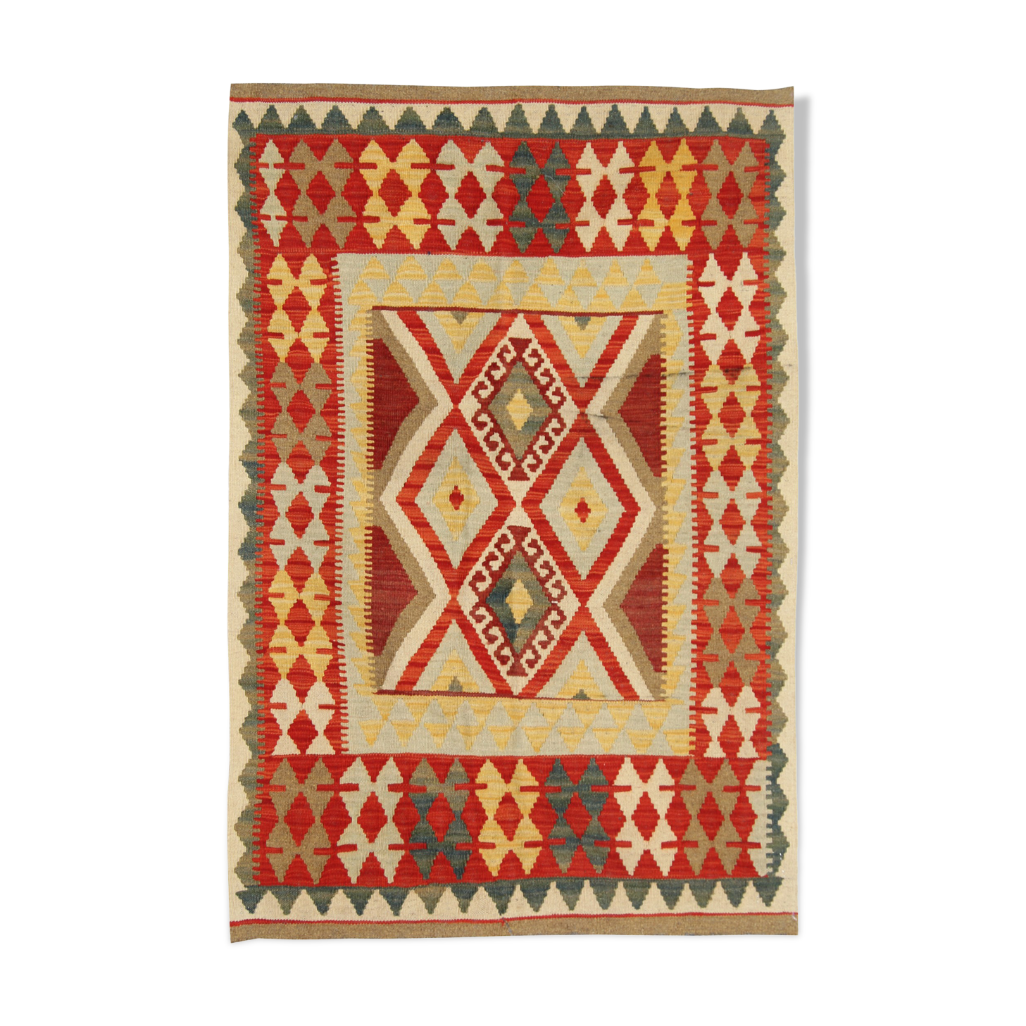 Handwoven afghan kilim rug, oriental flat-woven rug-60x214cm