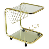 Vintage smoked glass trolley bar magazine rack side table milo baughman style italy 53cm