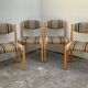 Suite of 4 chairs self beech brass and wool 1960