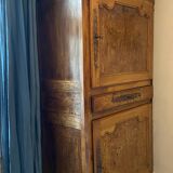 Antique solid wood wardrobe - burl panels and fittings