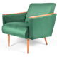 Original vintage armchair, 1960s, restored, green bottle velvet