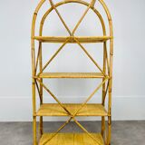 Vintage rattan bookshelf 60s