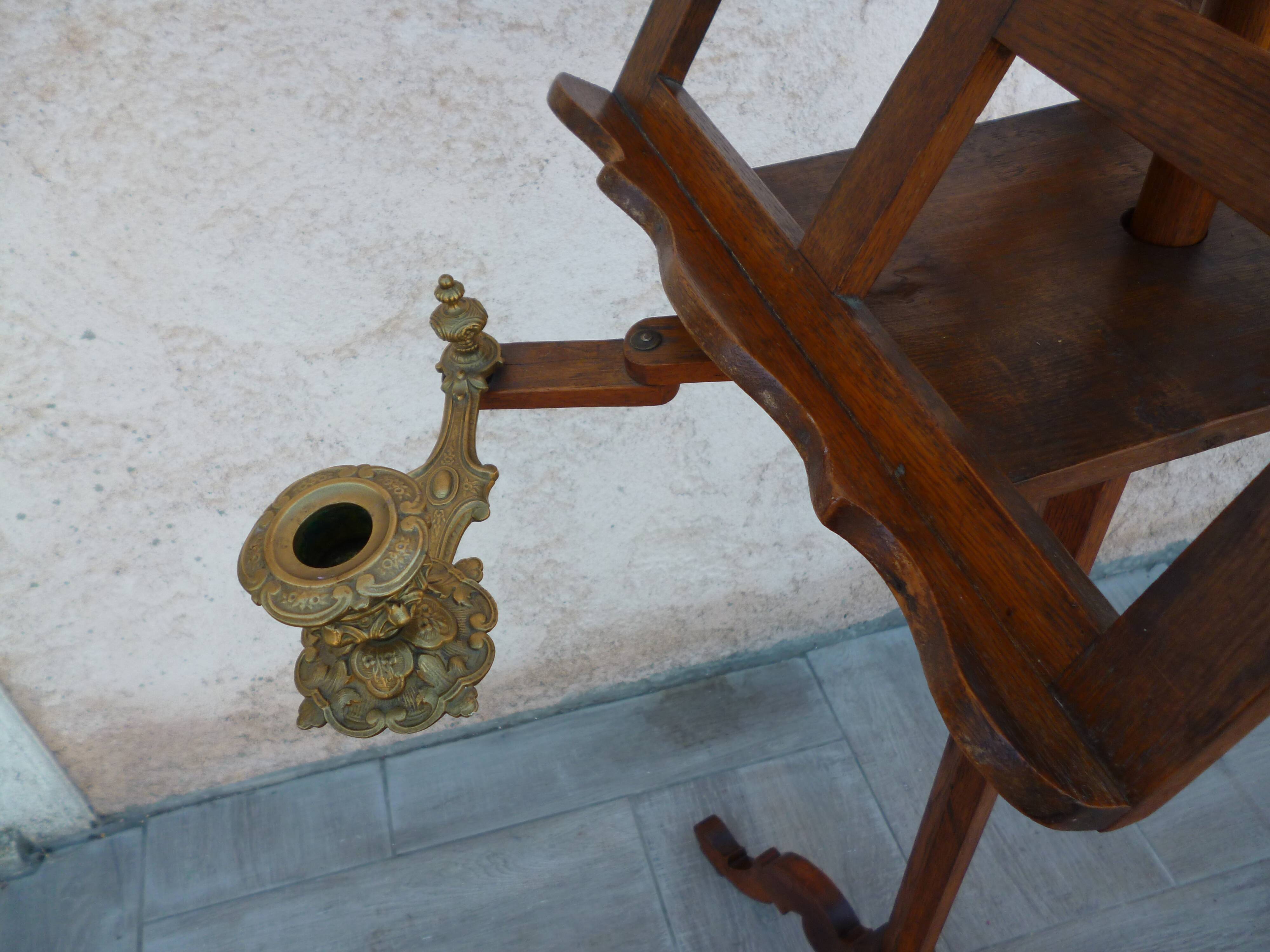 Wooden swivel double led with 19th century candlesticks
