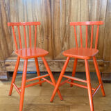 Vintage solid wood high chairs in Western style for children.