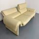 Two-seater designer sofa De Sede DS-2011 in cream leather with adjustable backrest.