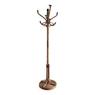 Portemanteaux perroquet vintage en rotin, meuble ancien pour entrée