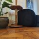Floor lamp - vintage turned wood side table from the 60s