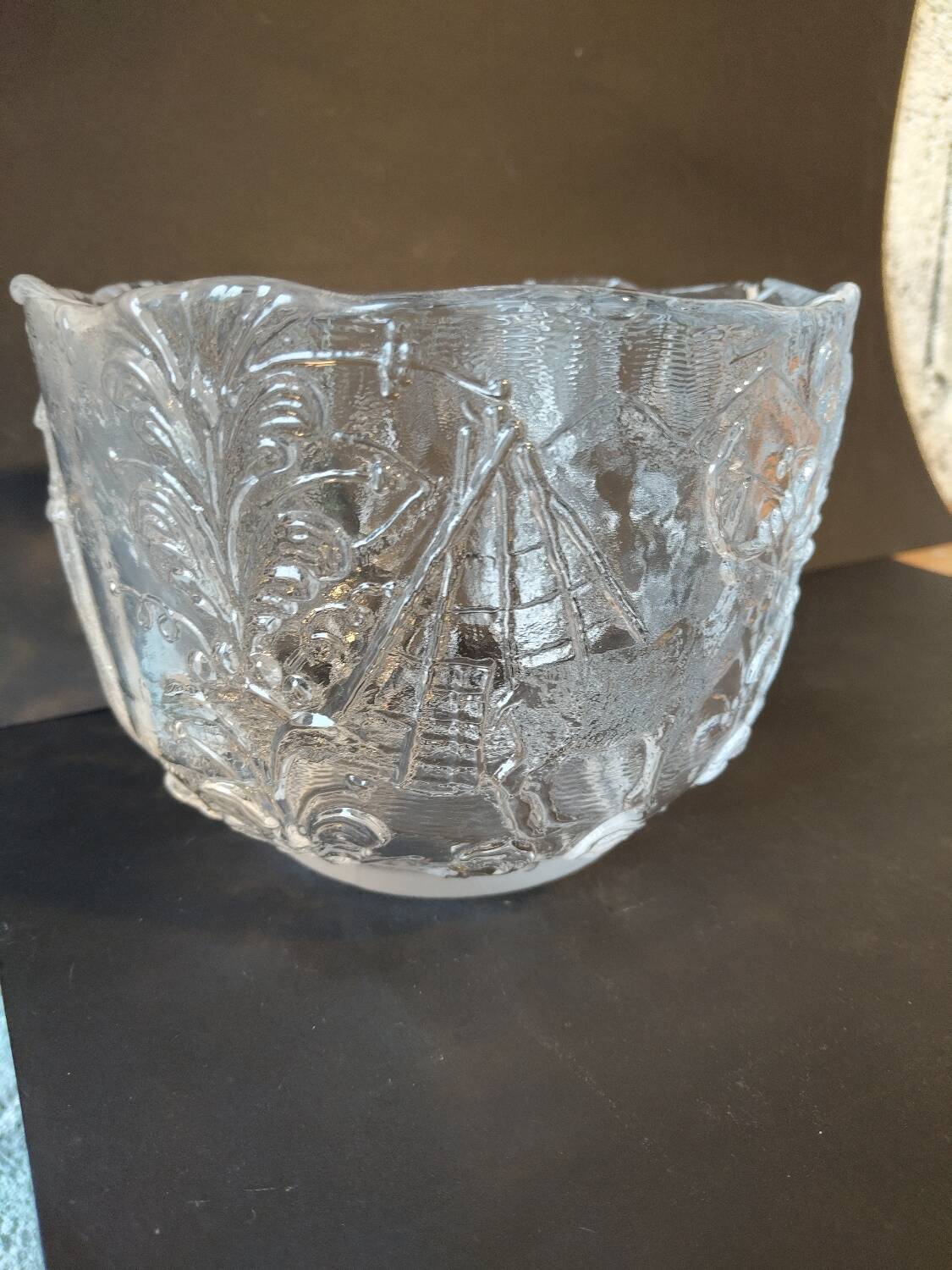 Scandinavian glass bowl Kosta Boda – Nordic relief decoration –