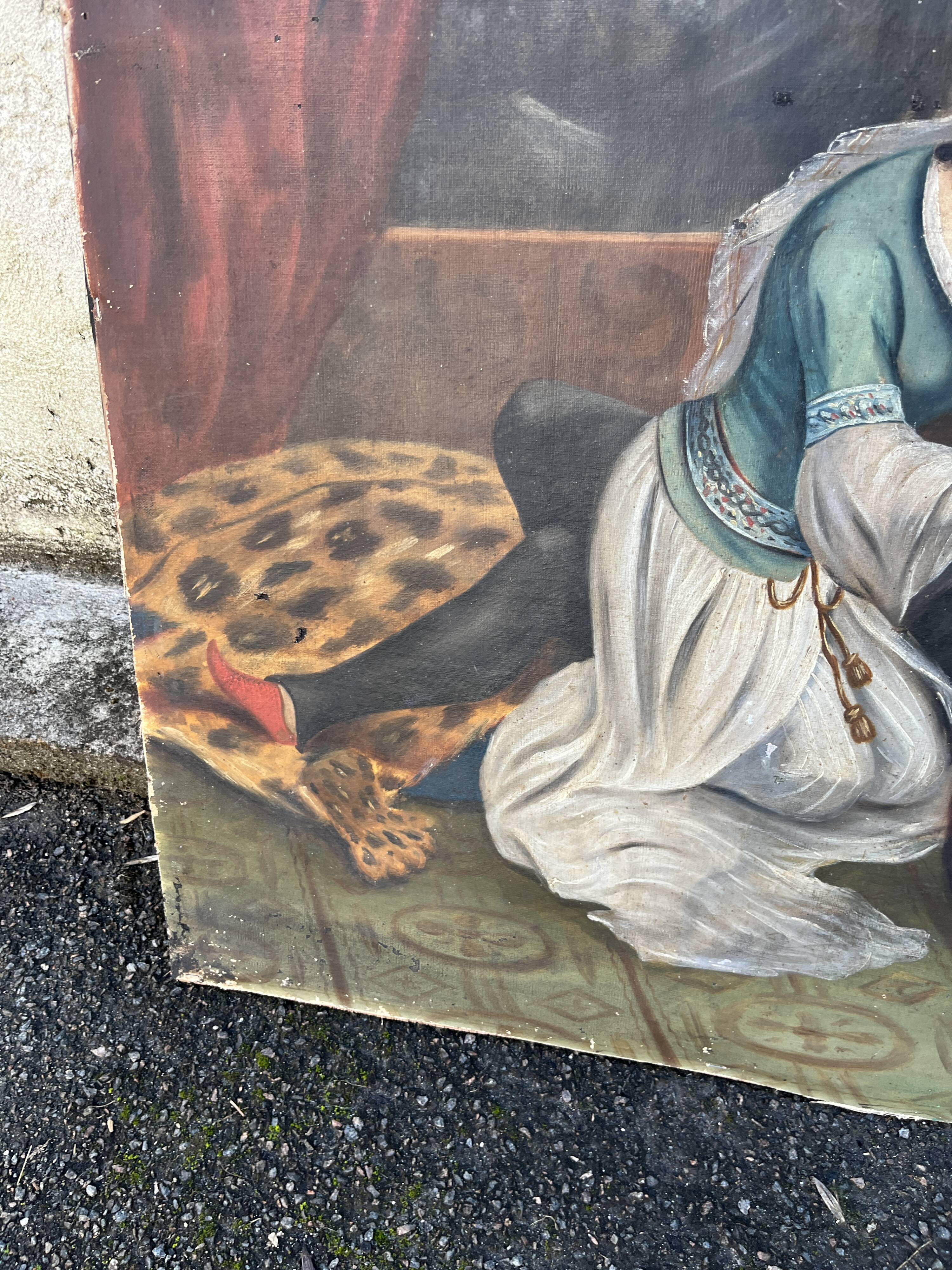 Grand Orientalist Tableau – Harem Scene: The Couple and the Panther