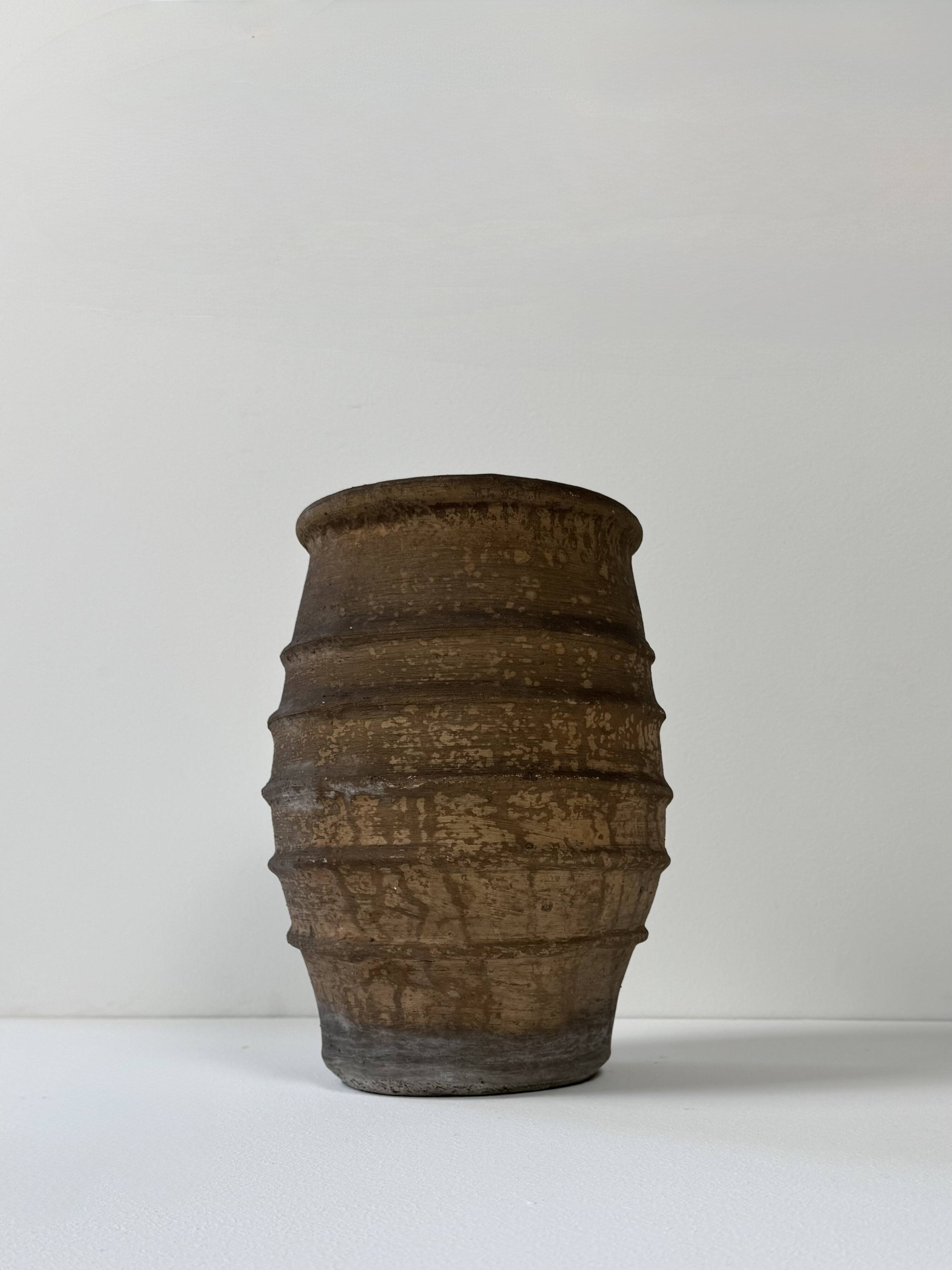 Vintage brown terracotta large vase, France, 1960.