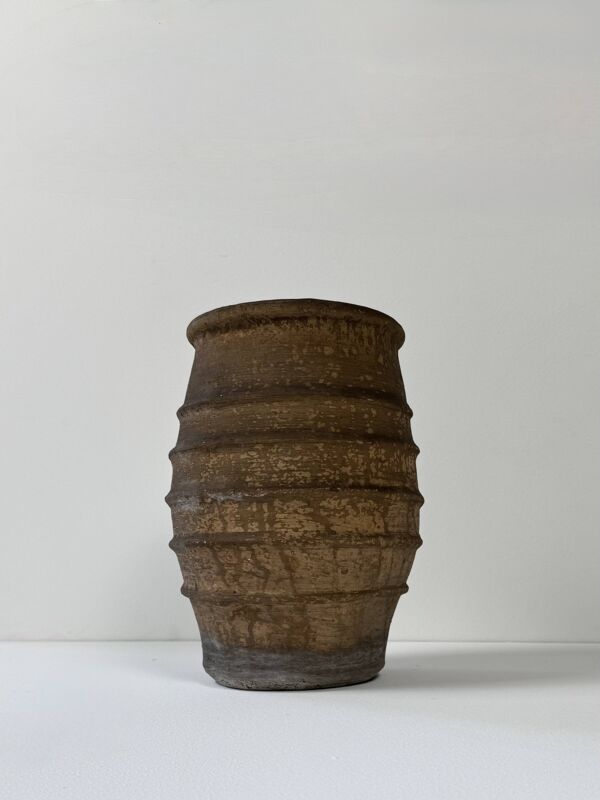 Grand vase vintage marron terre cuite, France, 1960