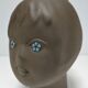 Sculptural ceramic head with blue enamelling Tekt design 60s