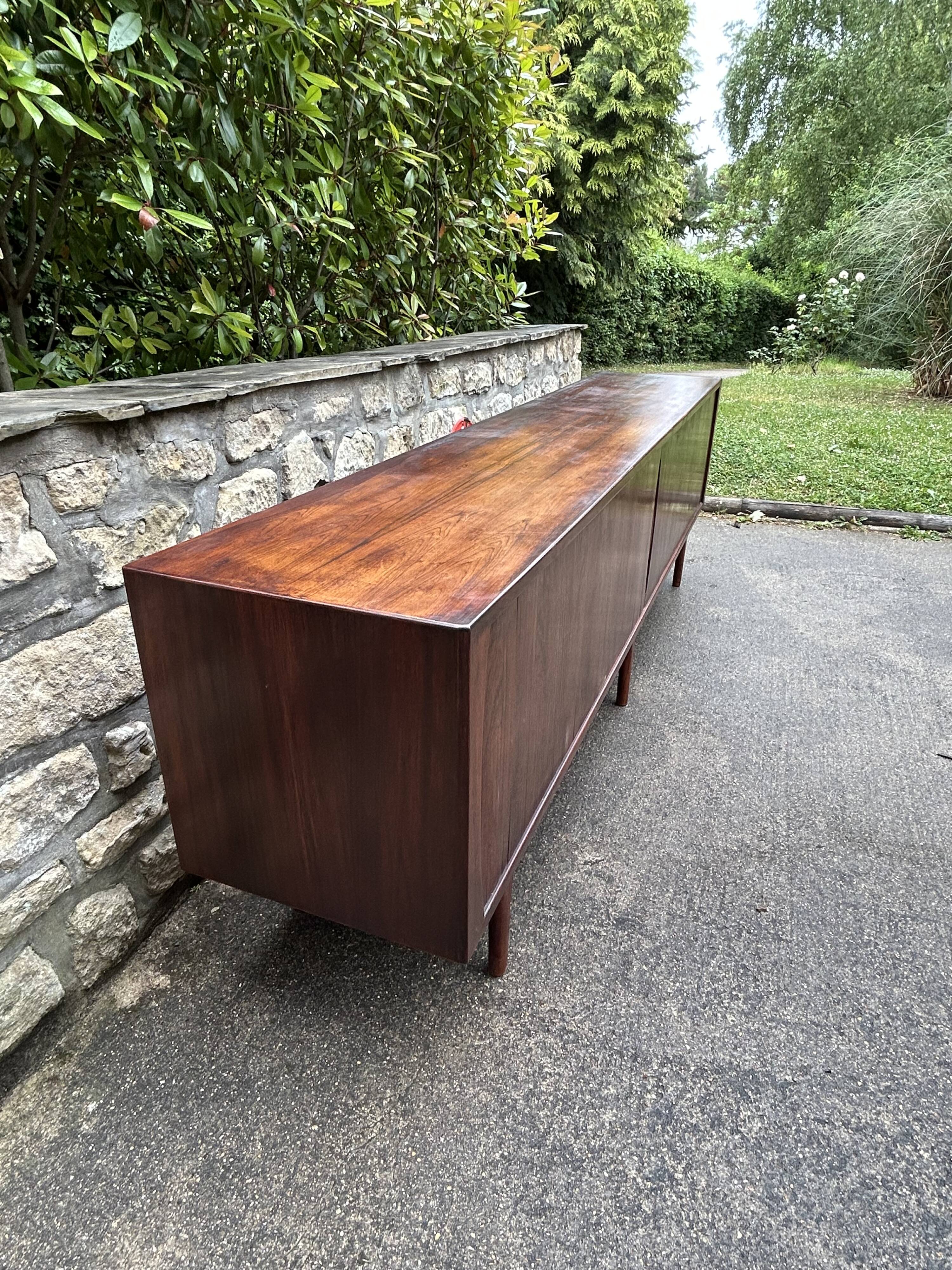 Danish sideboard in Rio rosewood, H. Kjaernulf, sliding doors