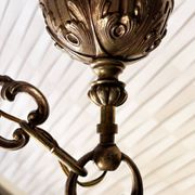 Five-armed golden brass chandelier – neoclassical elegance, Louis XVI spirit.