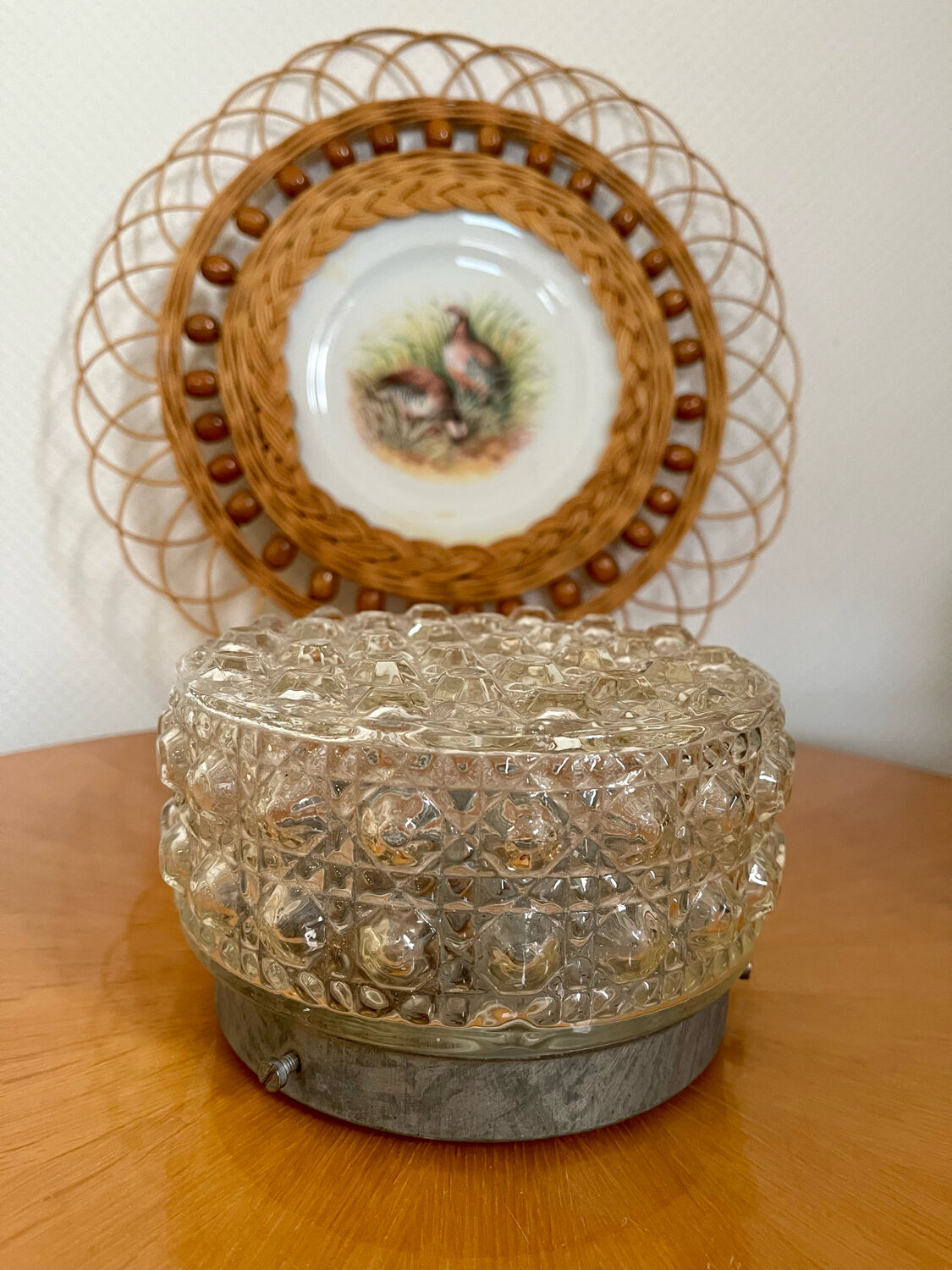 Vintage ceiling lamp glass globe molded