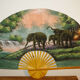 Éventail mural vintage bambou et tissu