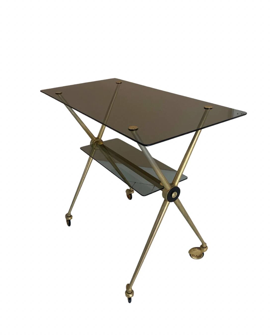gold plated metal serving trolley