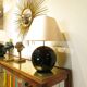 Pair of black porcelain lamp