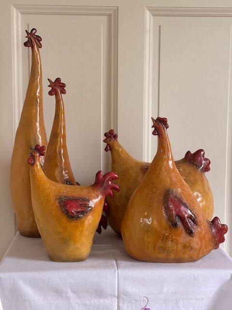 glazed plaster hen