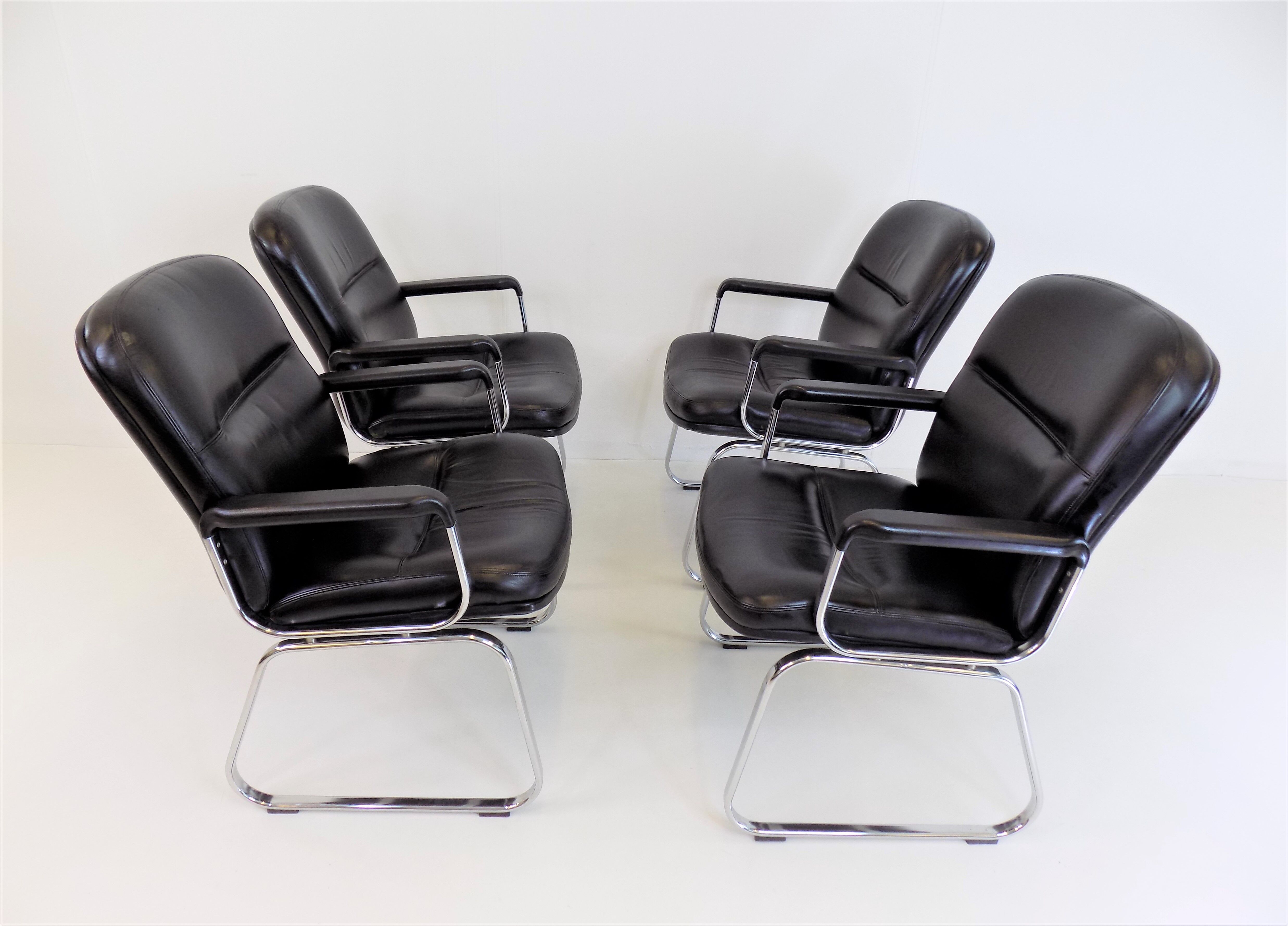 Set of 4 leather office chairs by Grahl