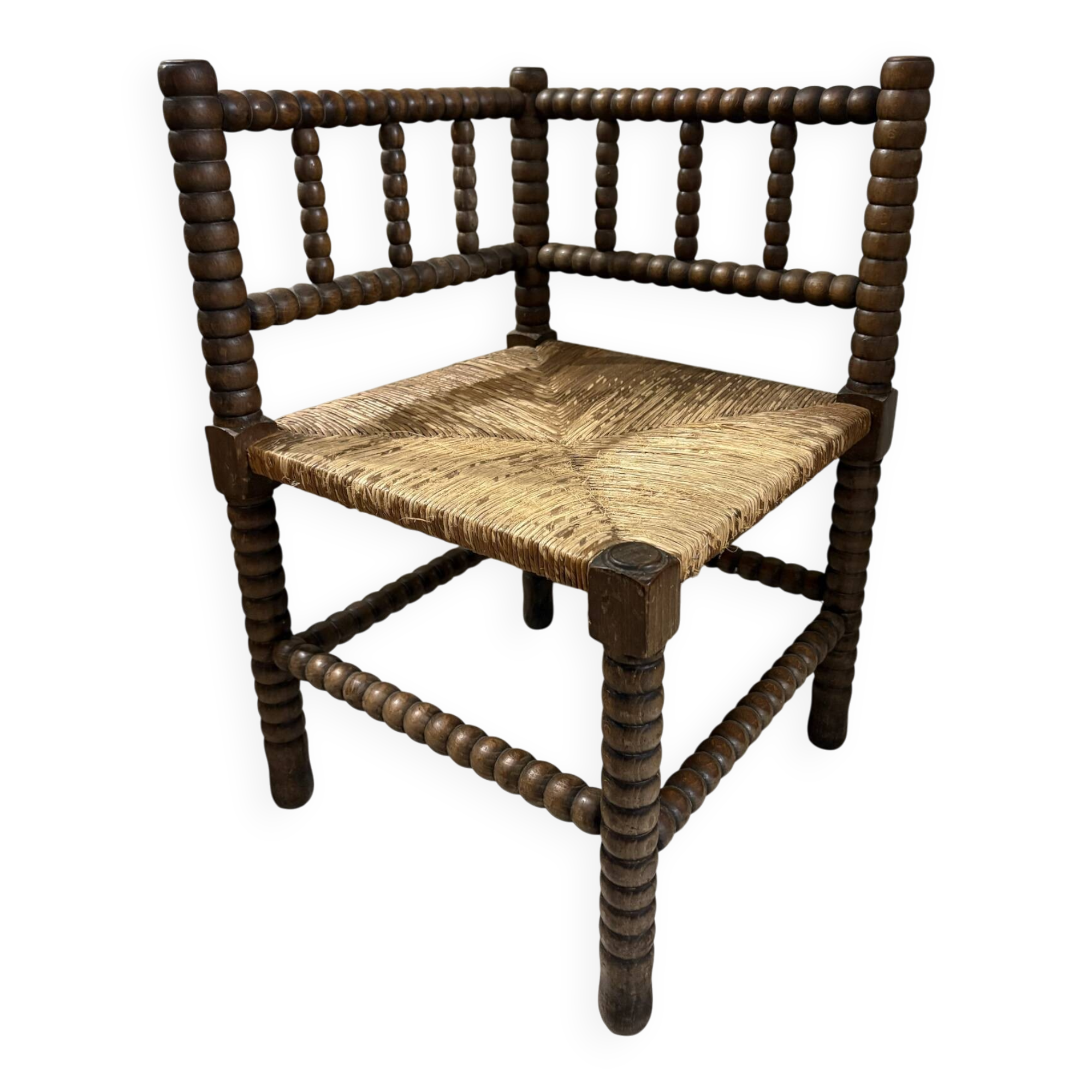Chaise d’angle vintage en bois tourné