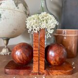 Art Deco bookends in elm burl