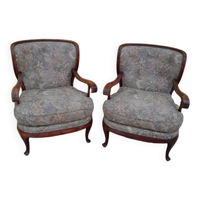 Paire de fauteuils bergère ancienne vintage