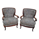 Paire de fauteuils bergère ancienne vintage