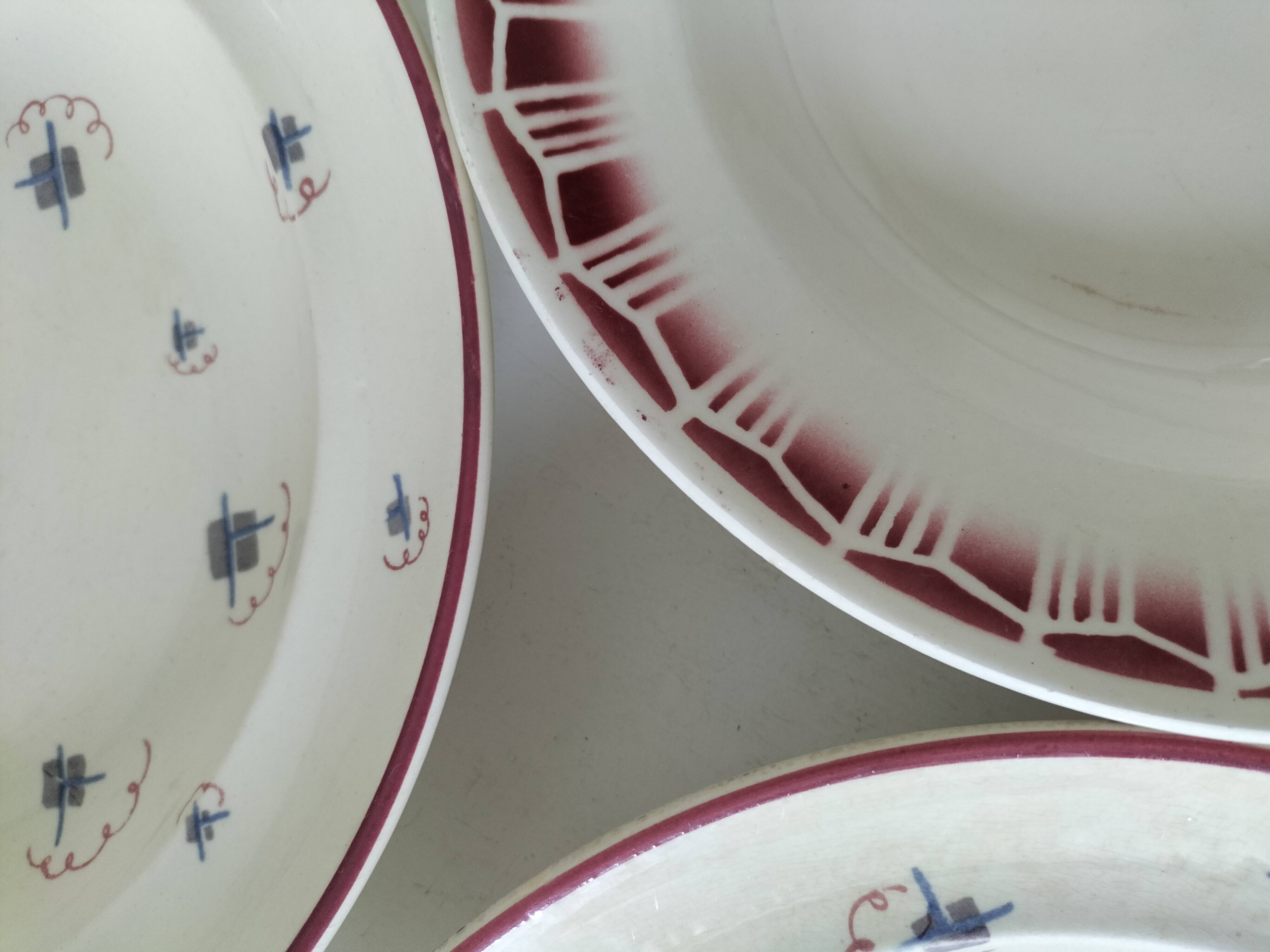 4 antique deep plates Céranord St Amand and Grand Dépôt E. Bourgeois