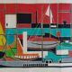 Gouache on paper signed mid-20th century boats port 1959