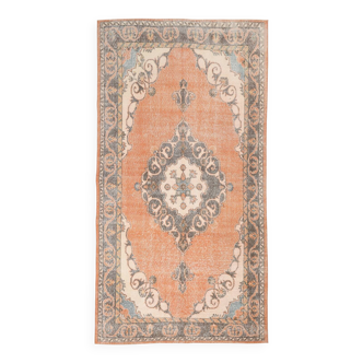 Pale Red & Brown Large Antique Turkish Rug, 157x299Cm