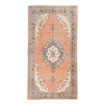 Pale Red & Brown Large Antique Turkish Rug, 157x299Cm