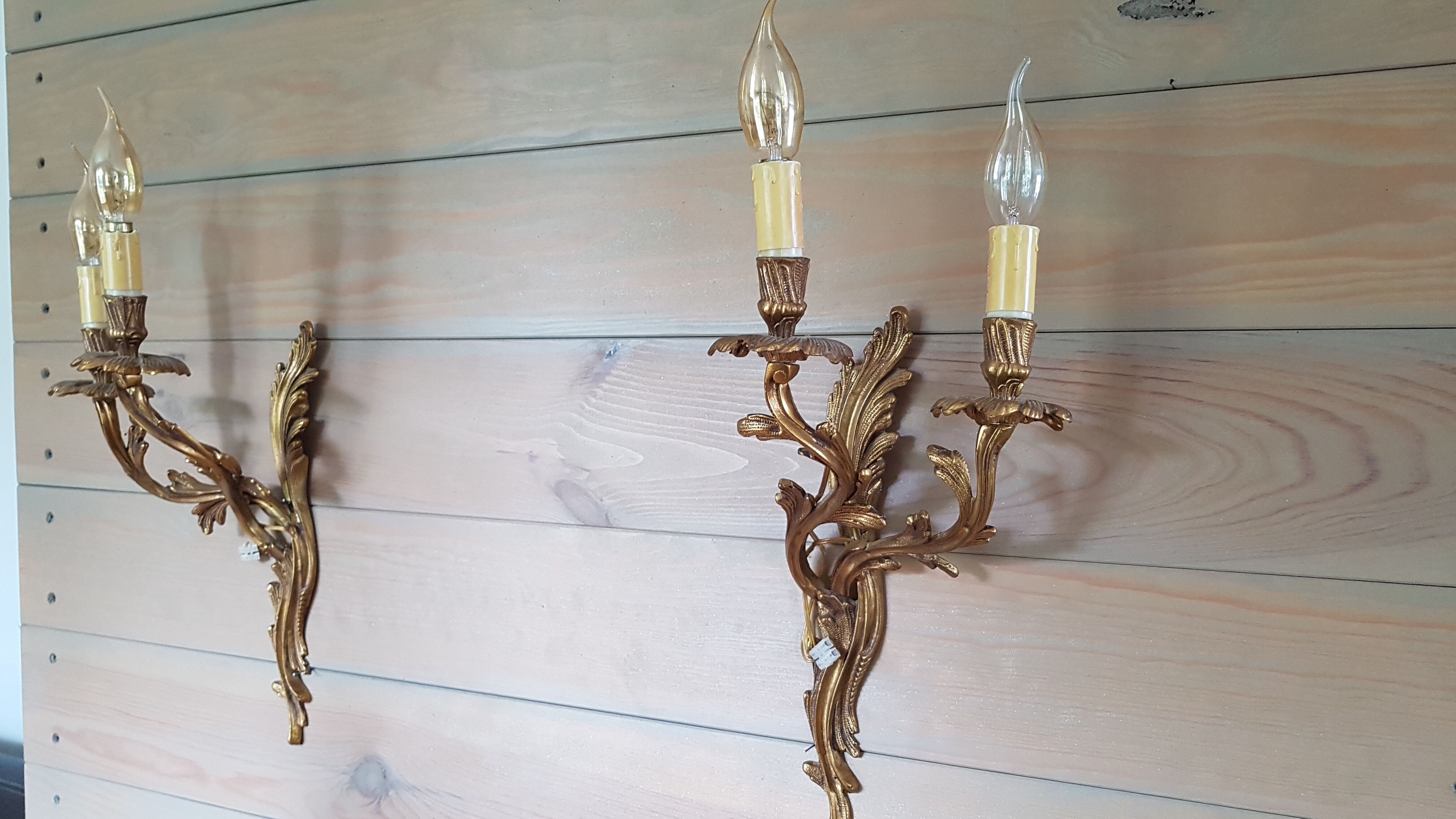 Pair of wall in style gilt bronze Louis XV rock