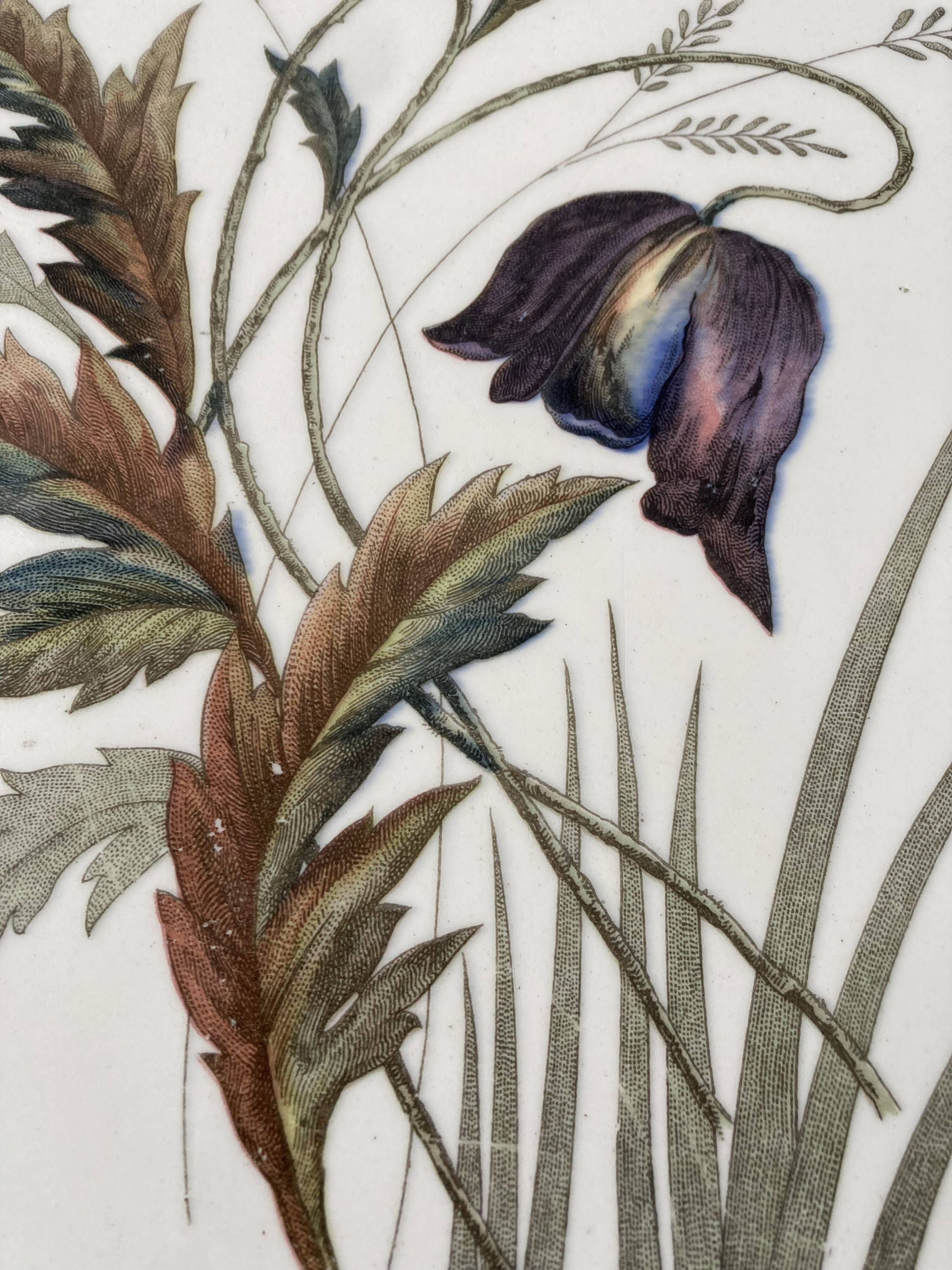 Large Art Nouveau Floral Faience Tile 24 x 38cm