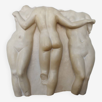 Bas relief The Three Graces antique from the Louvres