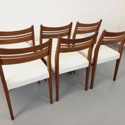 Set of 6 vintage Scandinavian chairs in teak and bouclette fabric from the 60s