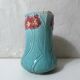 Antique Art Deco turquoise flowered slipware jug vase