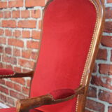 Red velvet voltaire armchair