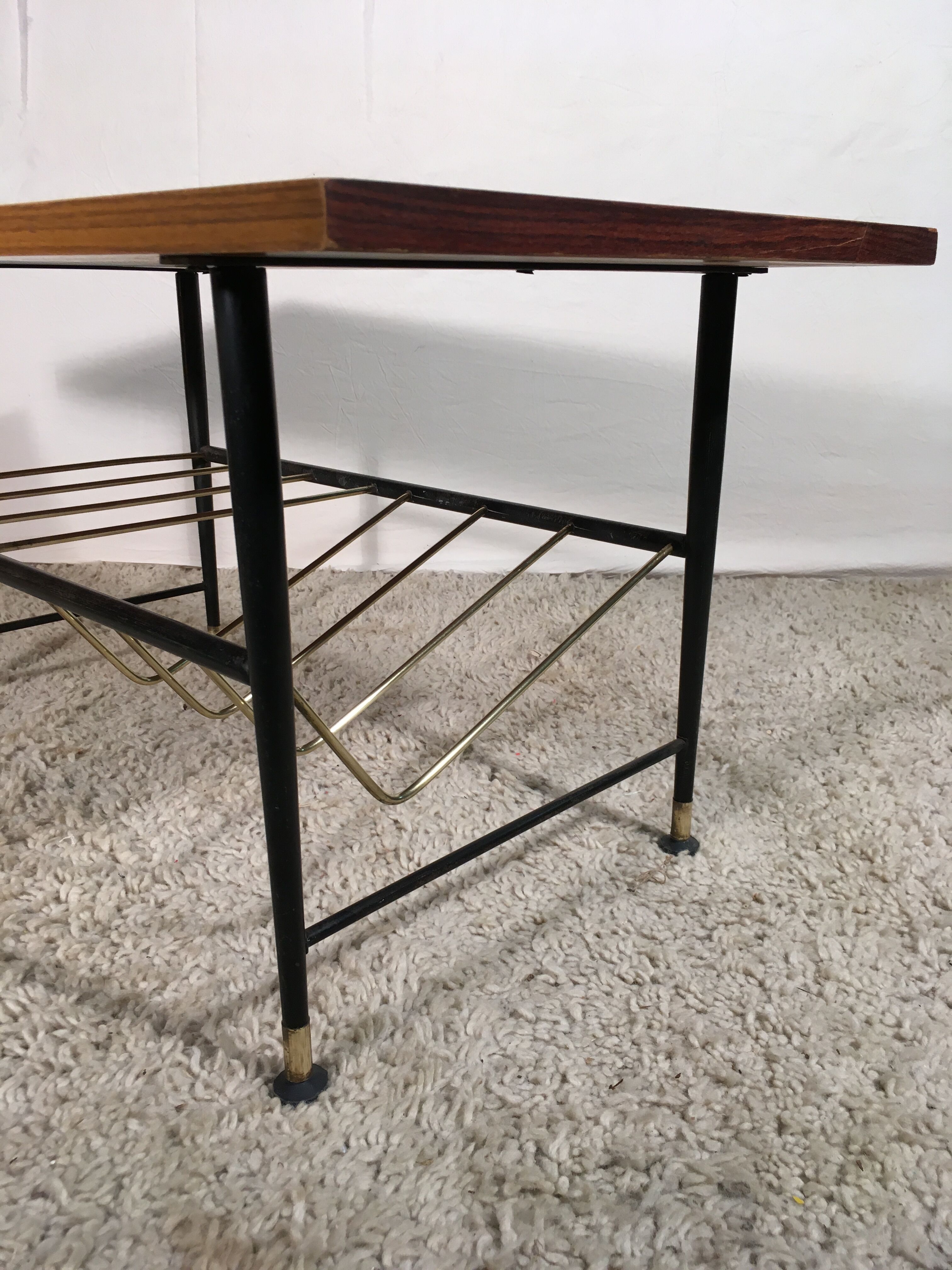 Coffee table steel and brass 1950