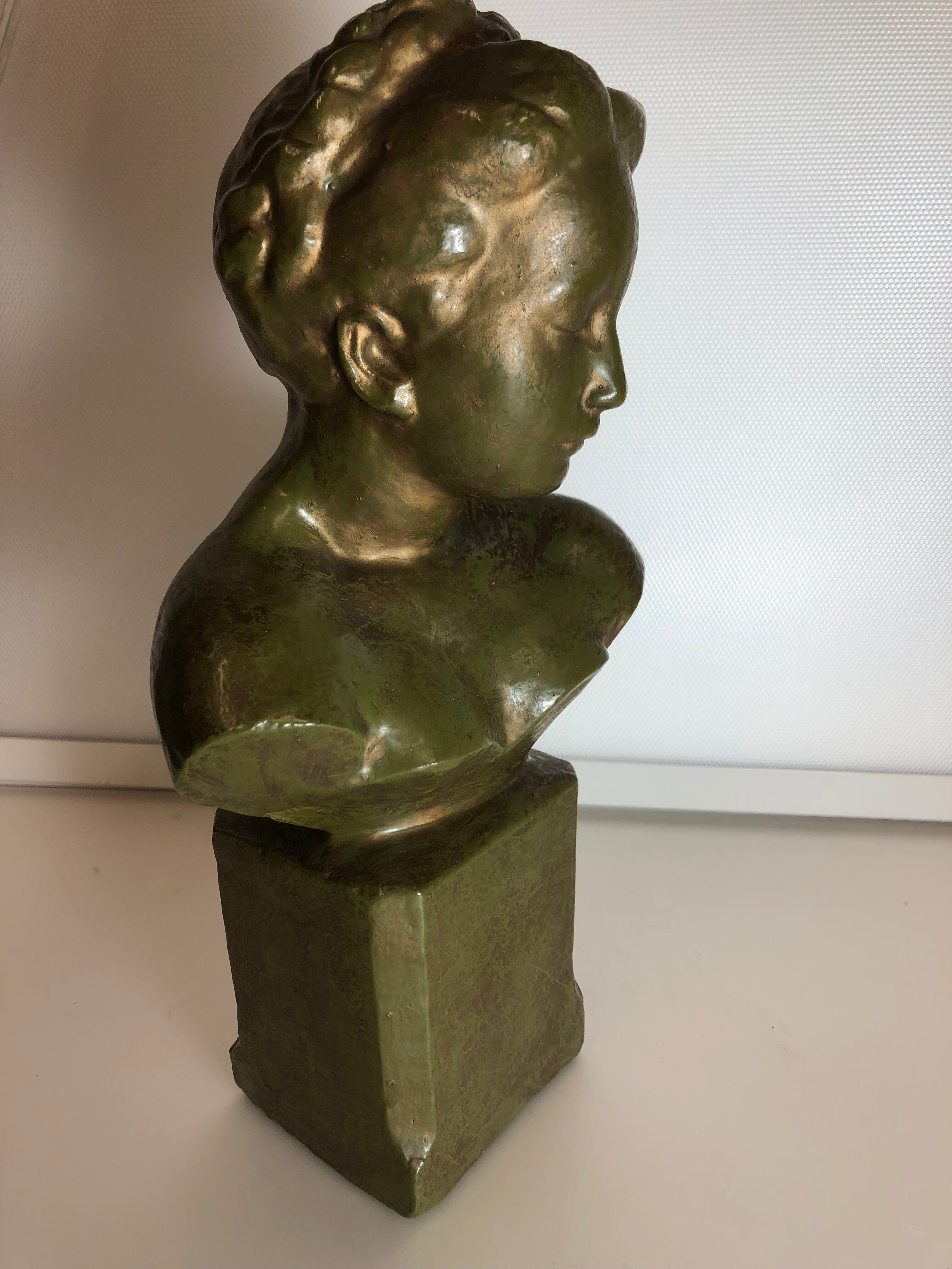 Bust young girl terracotta