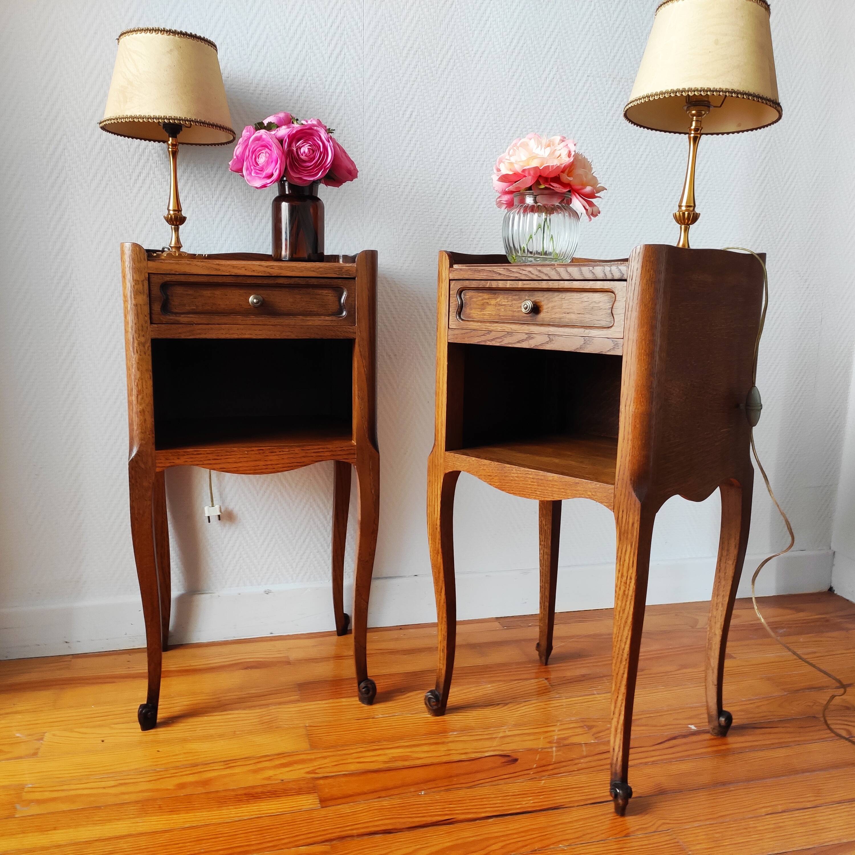 Pair of Louis VX style bedside tables