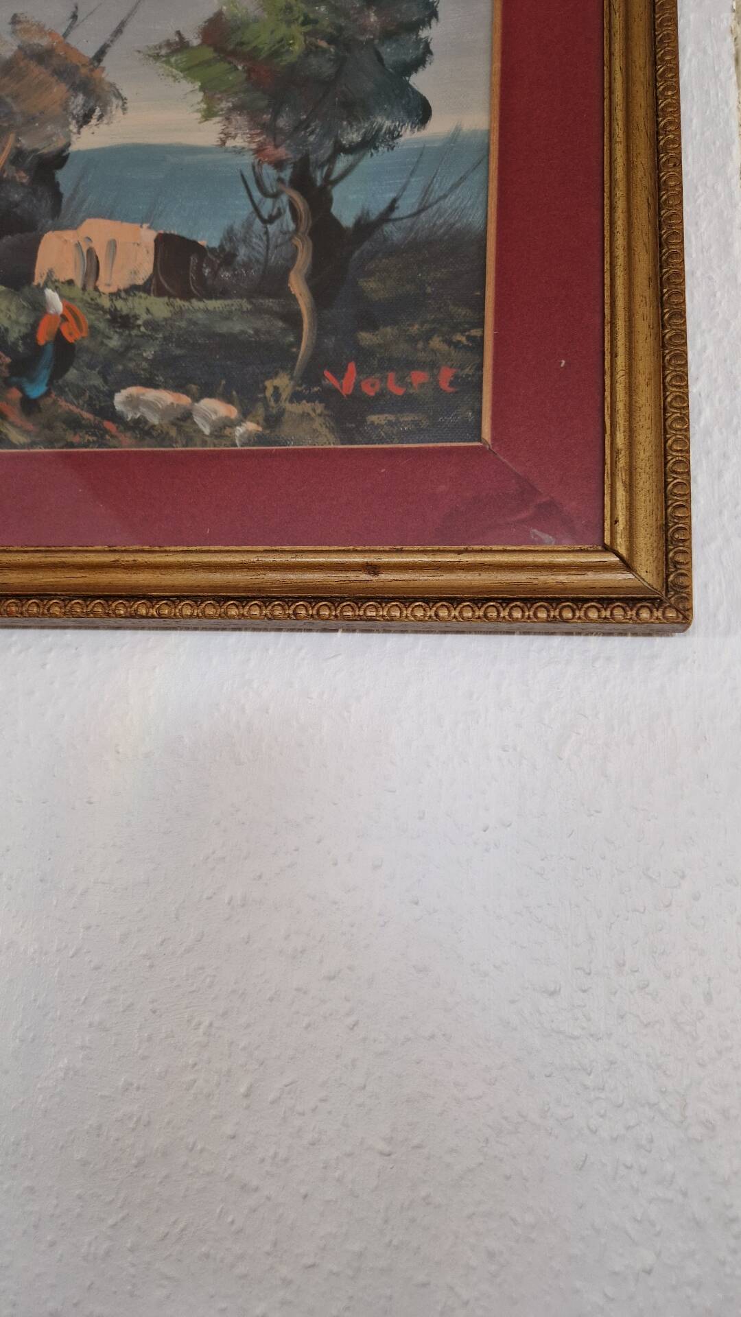 Vintage marine painting oil on canvas under glass VOLPI