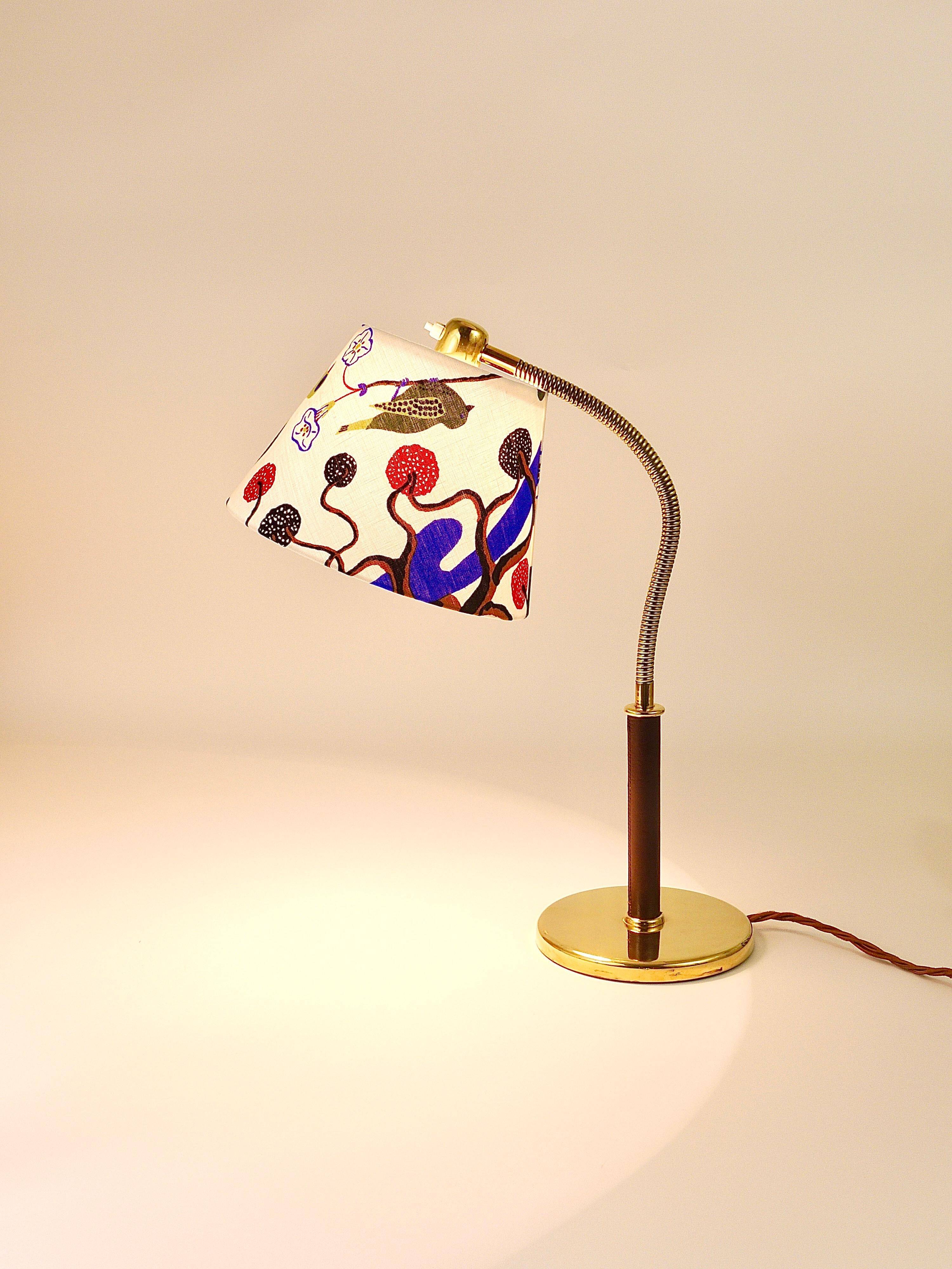 Table Lamp Josef Frank J.T. Kalmar Table Everywhere, Brass & Leather, Austria, 1930