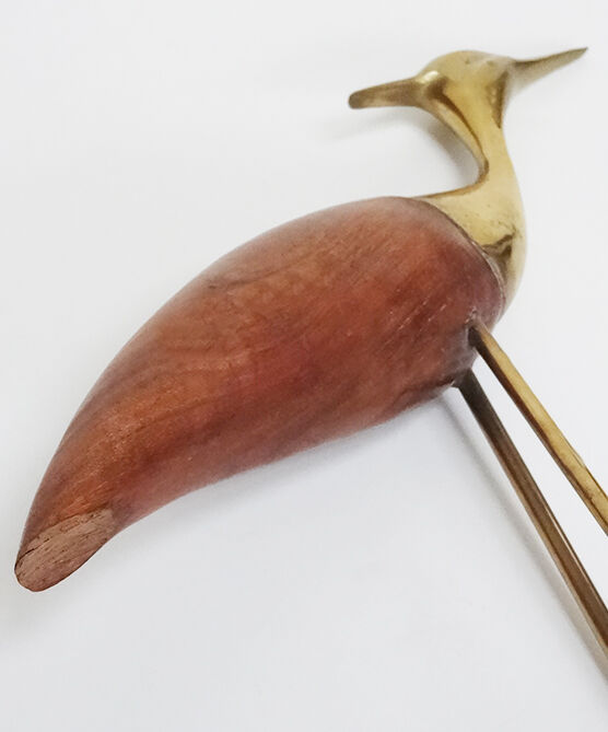 Wood and brass heron