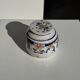 Small water butter dish in vintage earthenware with blue and orange floral patterns D10